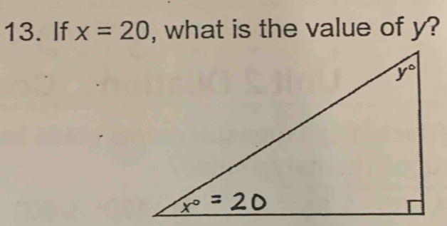 If x=20 , what is the value of y?