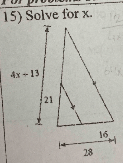 Solve for x.