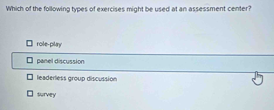 Solved: Which of the following types of exercises might be used at an ...