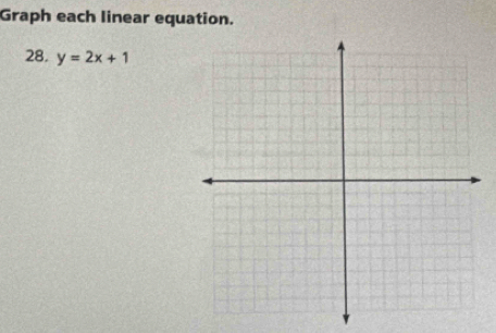 Graph each linear equation. 
28. y=2x+1