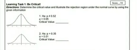 Solved: Learning Task 1: Be Critical! Score_ /10 Directions: Determine ...