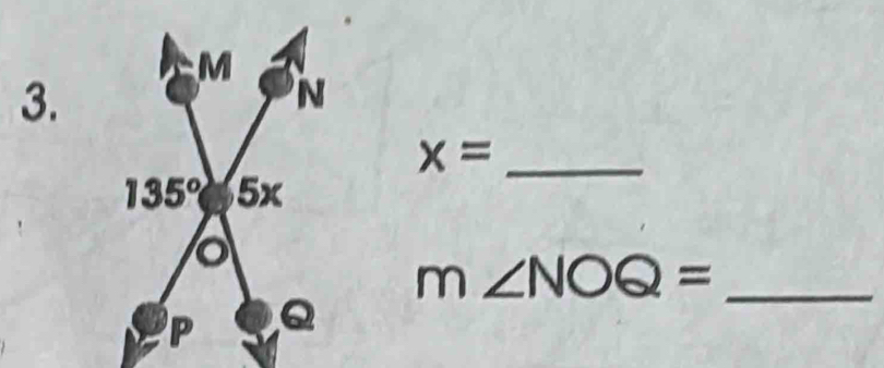 x= _
m∠ NOQ= _