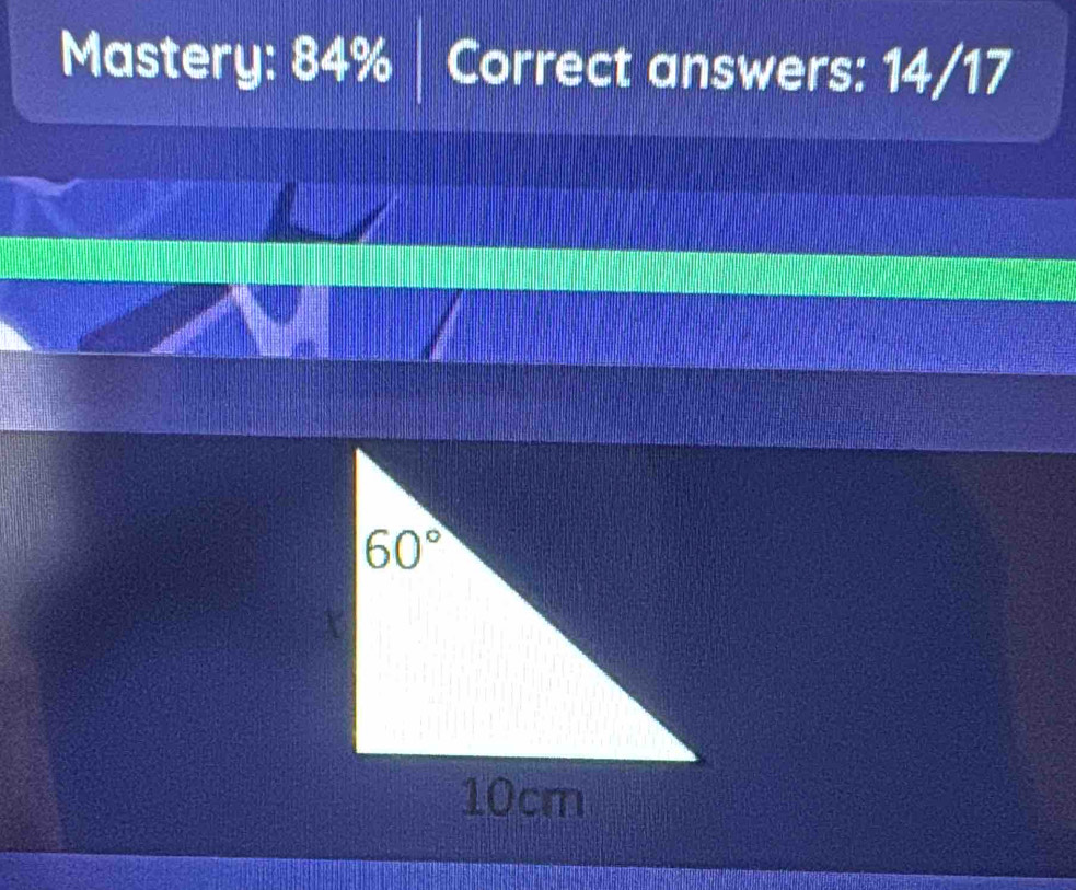 Mastery: 84% Correct answers: 14/17