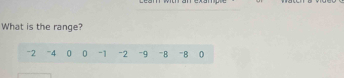 What is the range?
-2 -4 0 0 -1 -2 -9 -8 -8 0