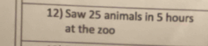 Saw 25 animals in 5 hours
at the zoo