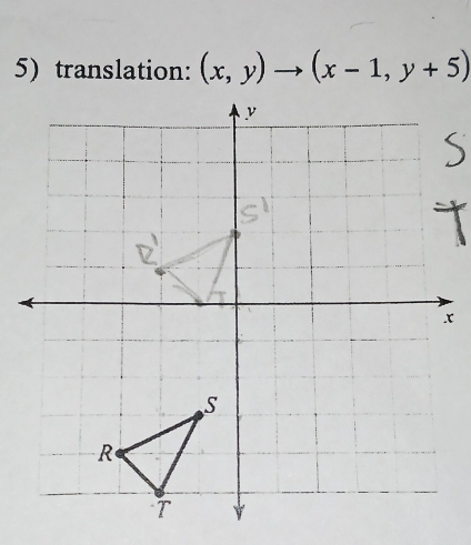 5)translation: (x,y)to (x-1,y+5)
x