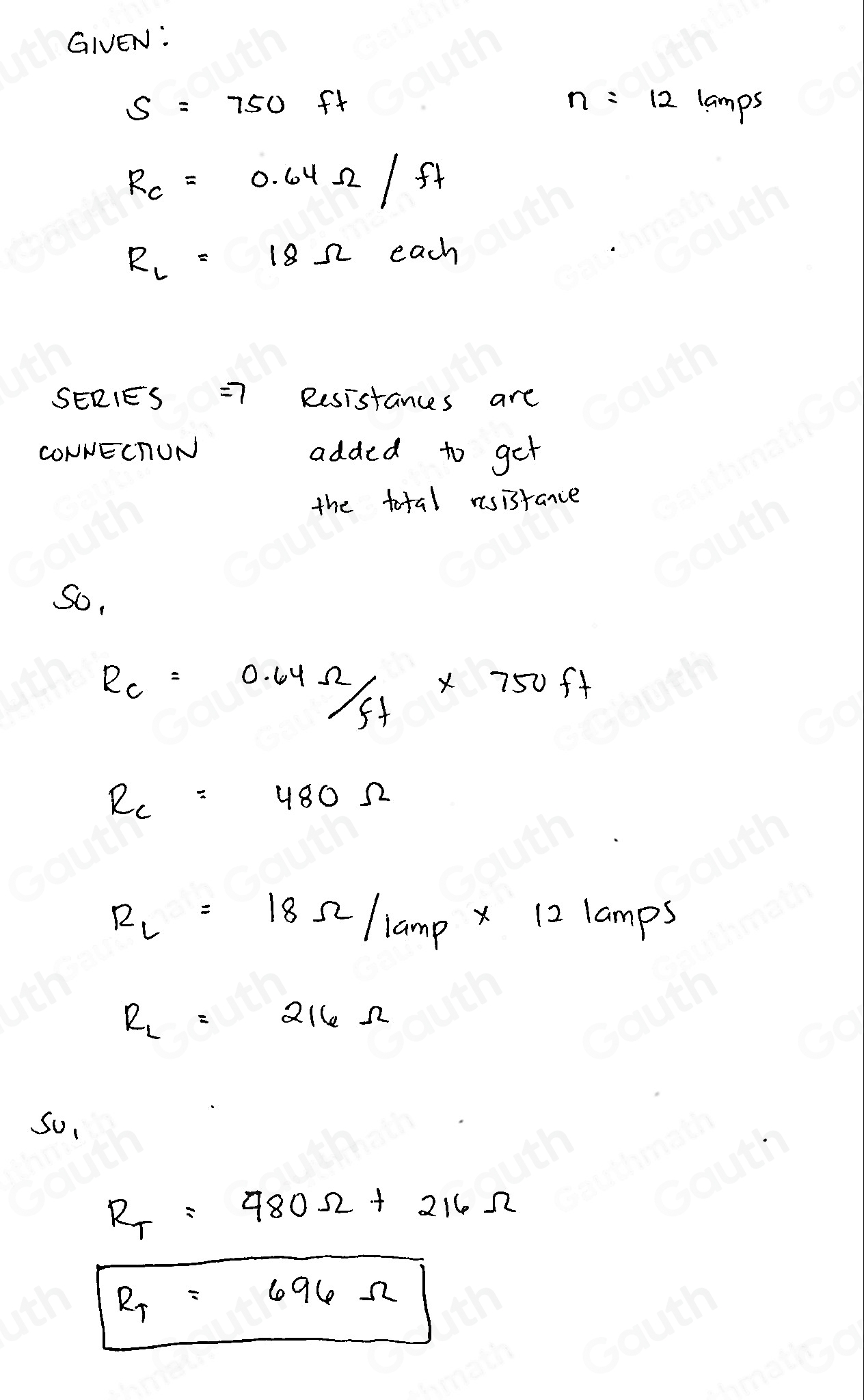 Solved: This series lighting circuit is a continuous loop with 750 feet ...