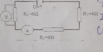 U= 7
R_1=6Omega
R;=4Omega

R_2=6Omega