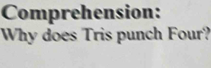 Comprehension: 
Why does Tris punch Four?