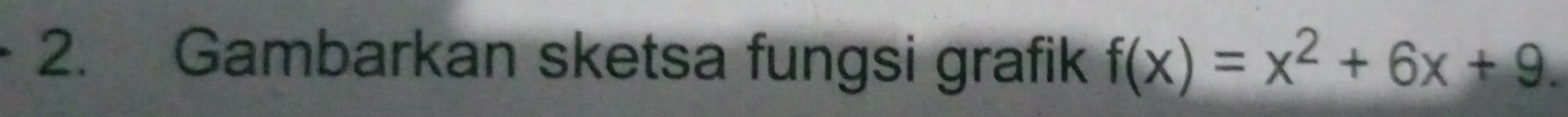 Gambarkan sketsa fungsi grafik f(x)=x^2+6x+9.