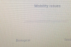 Mobility issues
Biological Soci