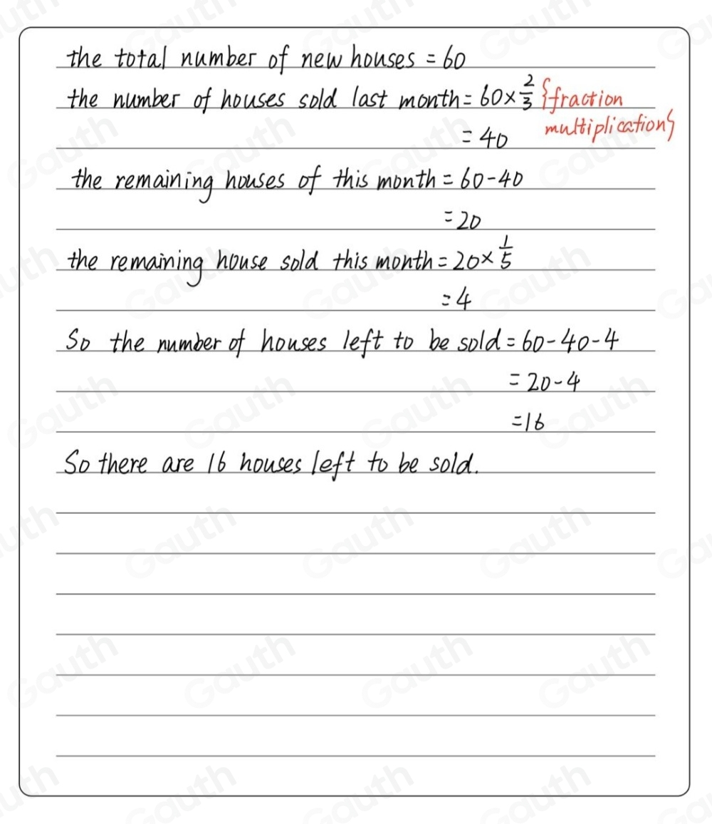 Solved: There are 60 new houses being built in a neighborhood. Last ...