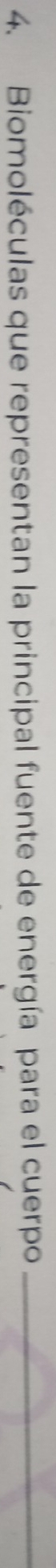 Biomoléculas que representan la principal fuente de energía para el cuerpo_