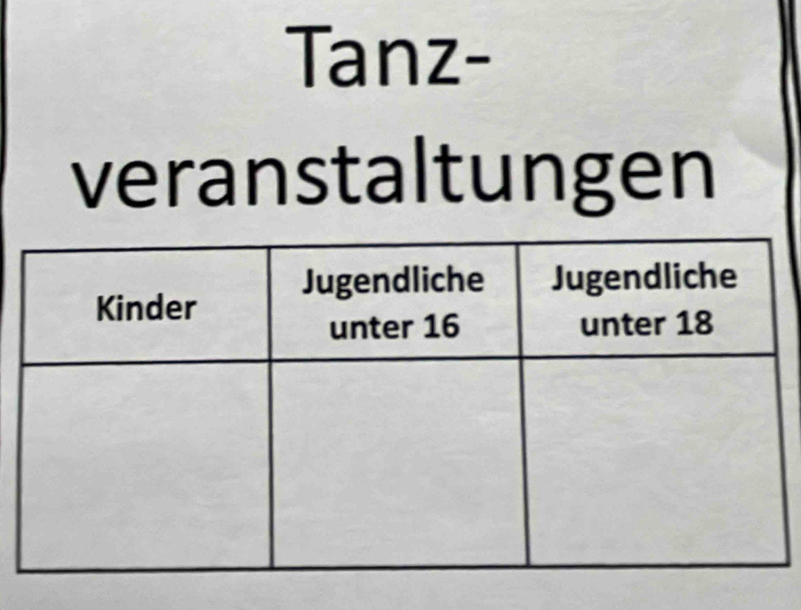 Tanz- 
veranstaltungen