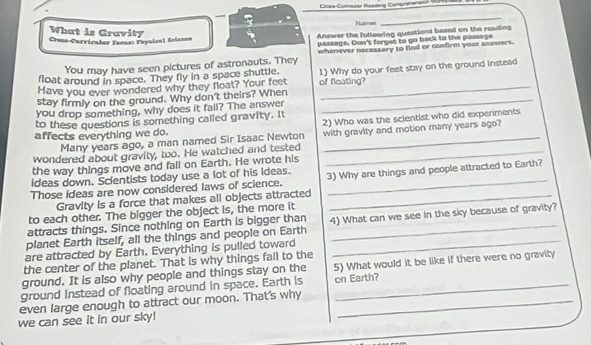Solved: Cross-Comoutar Reading Comprehension Work Naren _ What is ...