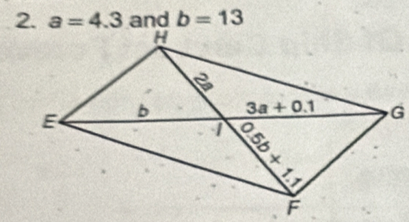 a=4.3 and b=13