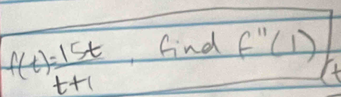 f(t)= 15t/t+1 
find f'prime (1)