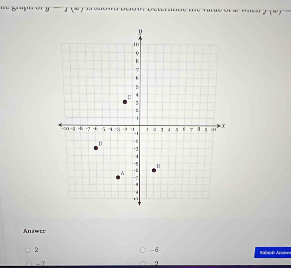 Answer
2
-6
Submit Answer
-7
-2