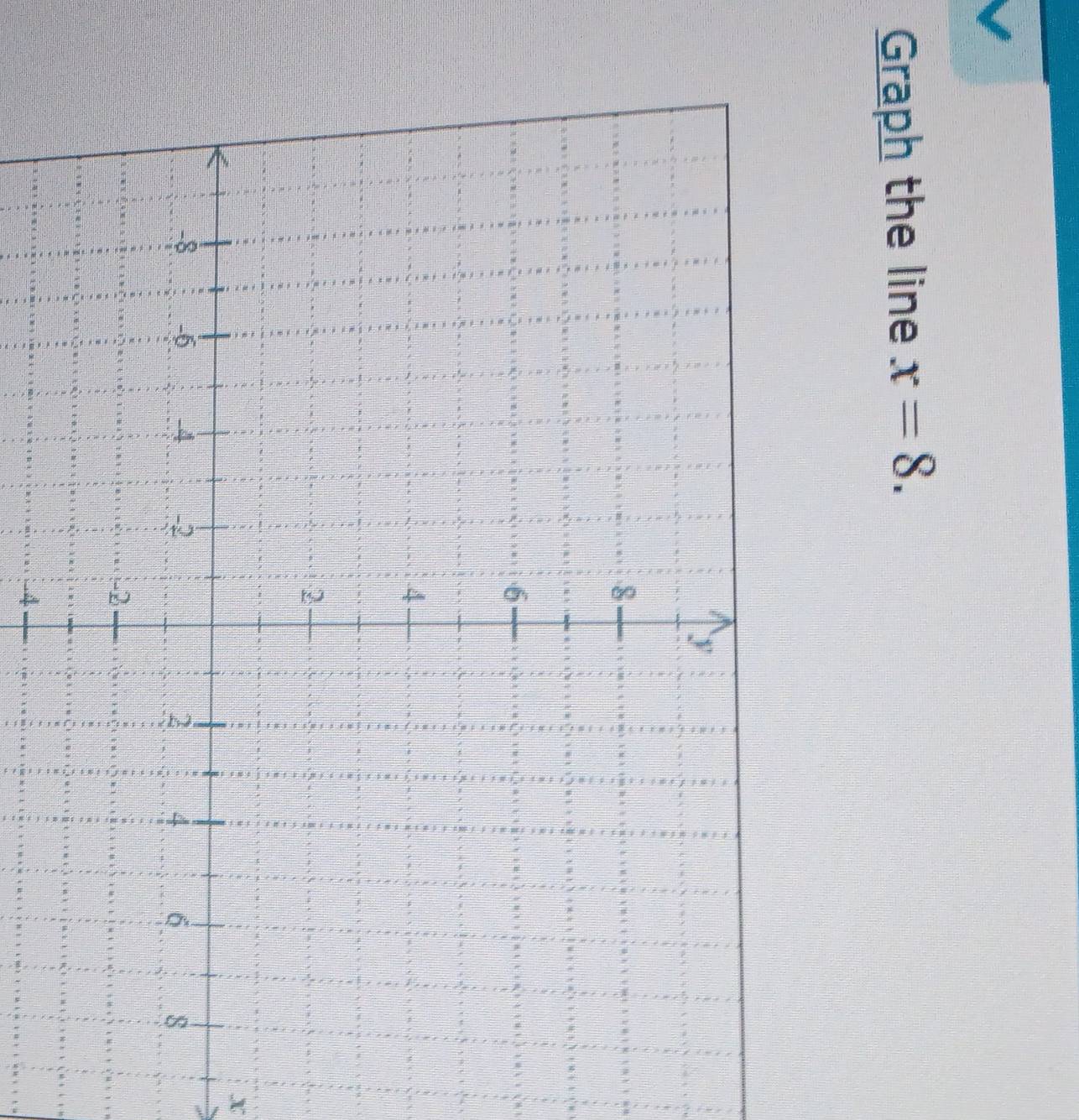 Graph the line x=8.
X
-4