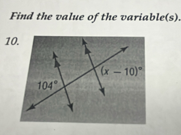 Find the value of the variable(s).
10.