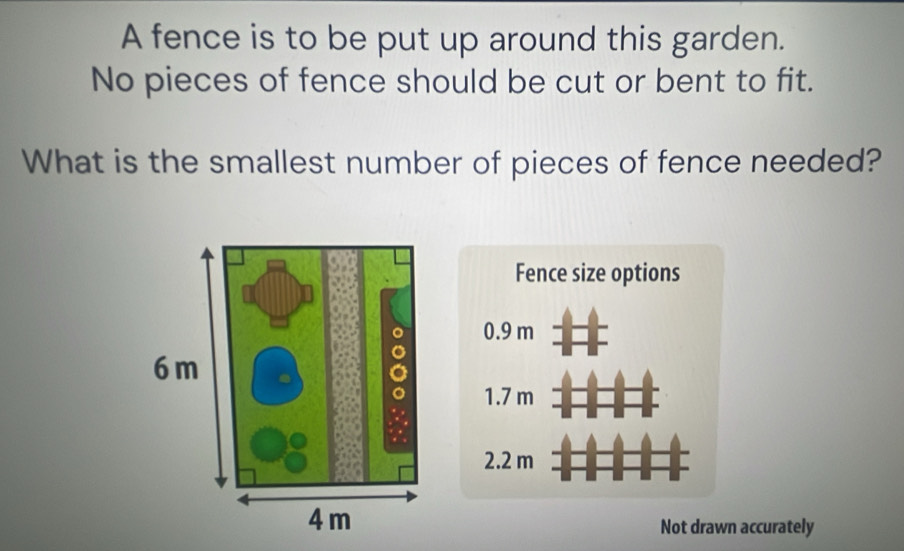 Solved: A fence is to be put up around this garden. No pieces of fence ...