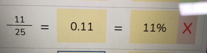  11/25 = 11= 11% X