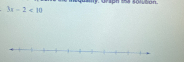 quality. Graph the solution.
3x-2<10</tex>