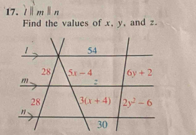 l||m||n
Find the values of x, y, and z.