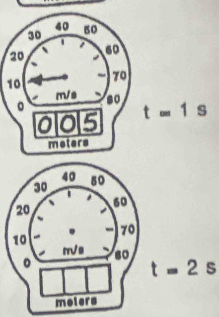 40
30 50.
20
60
70
10
m/s so 
。 
0 5 t=1s
meters
40
30 50
20
60
70
10
rJs so
t=2s
molers