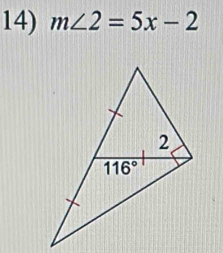 m∠ 2=5x-2