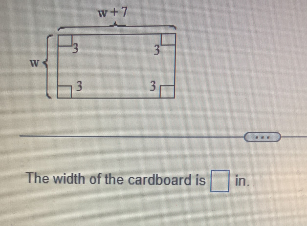 The width of the cardboard is □ in.