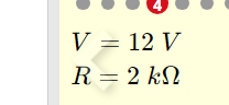 V=12V
R=2kOmega