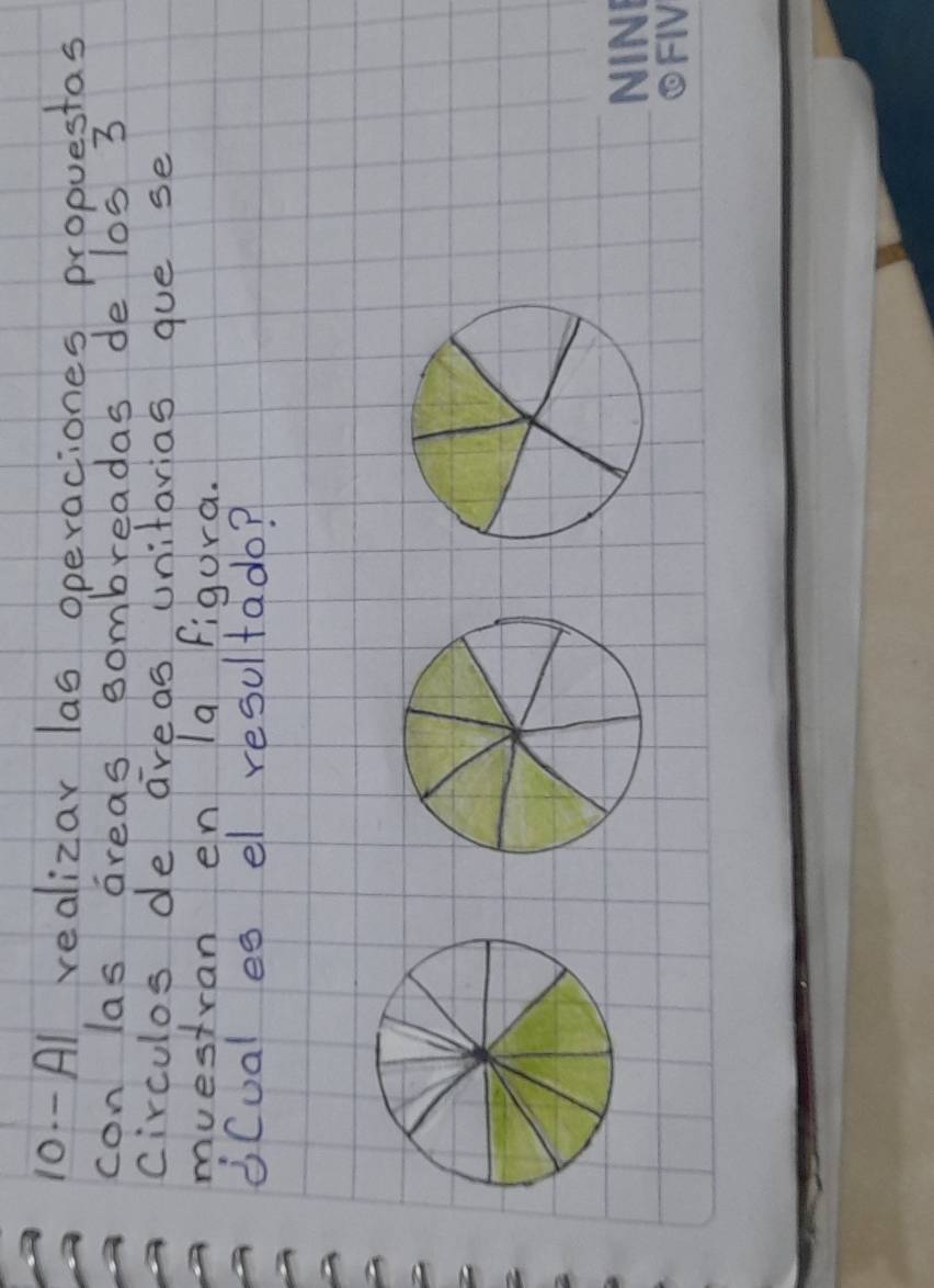 Al vealizar las operaciones propuestas 
con las areas sombreadas de los 3
circulos de areas unitarias gue se 
muestran en 1a figura. 
iCual es el resultado?