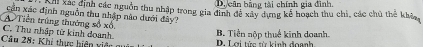 D. cân bằng tài chính gia đình.
Ham Xãc định các nguồn thu nhập trong gia đình đê xây dựng kể hoạch thu chi, các chủ thể khảa
cận xão định nguồn thu nhập nào dưới đây?
A Tiền trúng thường số xố
Cầu 28: Khi thực hiện viện C. Thu nhập từ kinh doanh
D. Lợi tức từ kinh doanh B. Tiền nộp thuế kinh doanh.