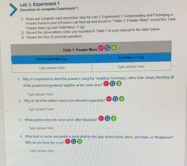 Lab 3, Experiment 1 Directions to complete Experiment 1: 1) Read and ...
