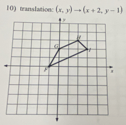 translation: (x,y)to (x+2,y-1)