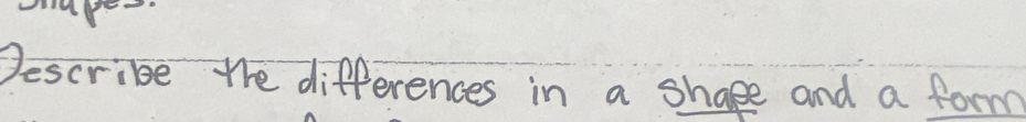 describe the differences in a shape and a form