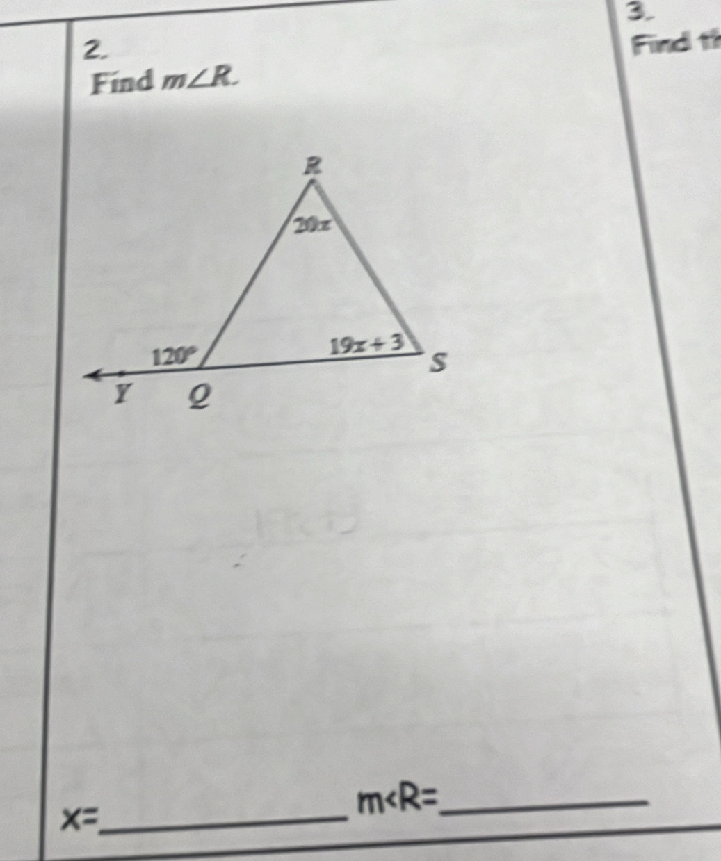 Find m∠ R. Find 11
x= _
m∠ R= _