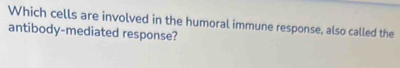 Which cells are involved in the humoral immune response, also called the 
antibody-mediated response?