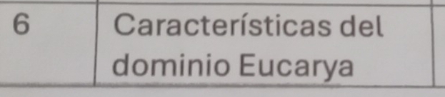 Características del 
dominio Eucarya