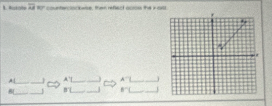 Autate overline AB70° counterclockwise, then reflect acros the in asll 
A(_ _ A'I _ _ A'' __y 
_ 
_ 
B'( _ _3 B^n( _ 
_