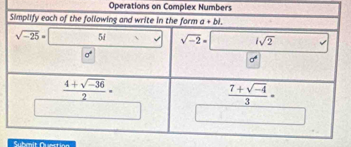 Operations on Complex Num
Submit Question