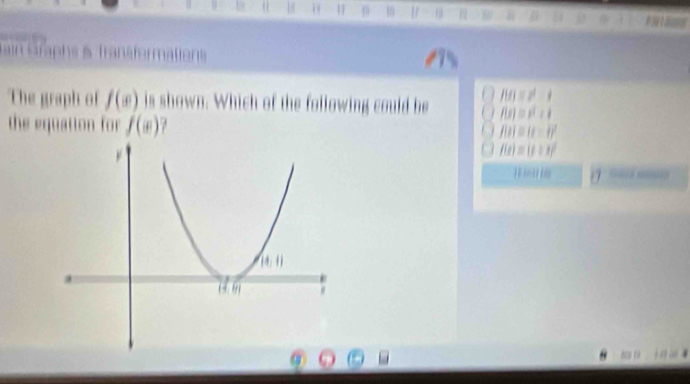 1 17 10
ain oraphs 
The graph of f(x) is shown. Which of the following could be 111 a
615°
the equatton for f(x) 7 flai = 18 - 3'
f(a) = (p = n)
H