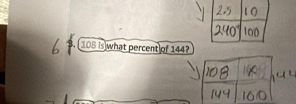 108 is what percent of 144?