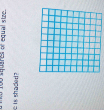 into 100 squares of equal size.
e is shaded?