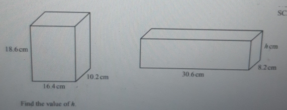 SC 
Find the value of h.