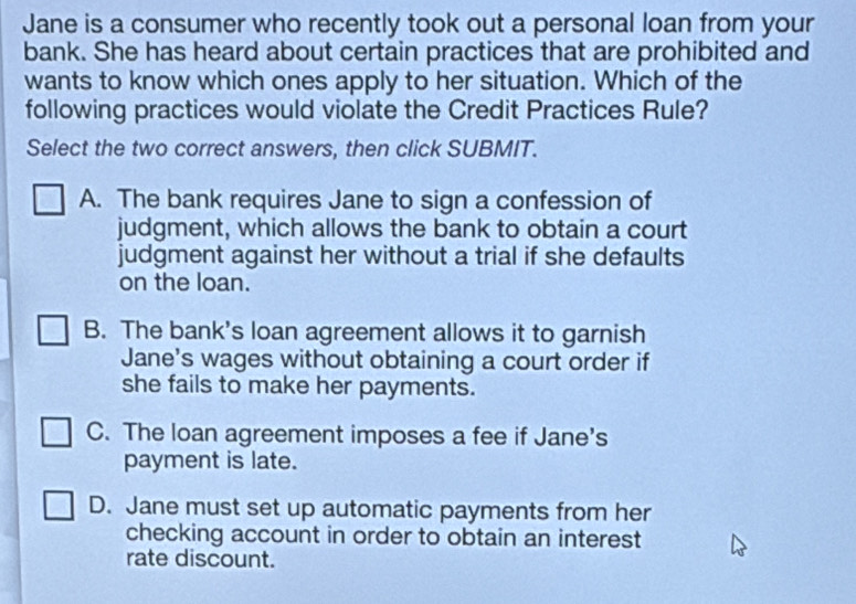 solved-jane-is-a-consumer-who-recently-took-out-a-personal-loan-from