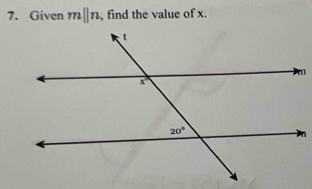 Given m||n , find the value of x.