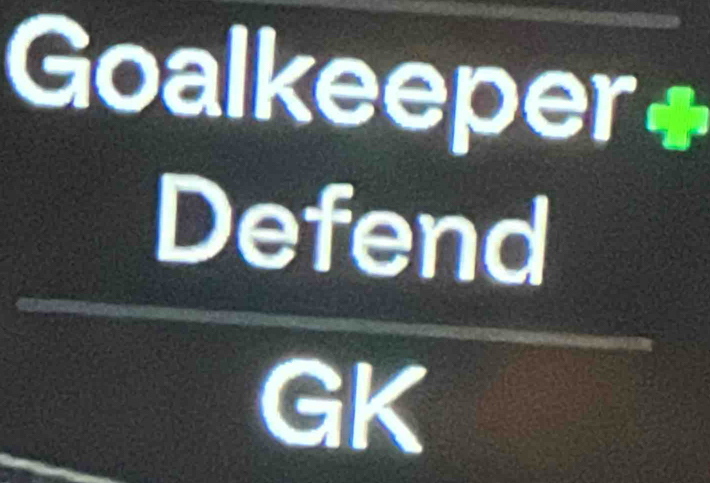 Goalkeeper+ 
Defend 
GK