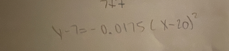 7++
y-7=-0.0175(x-20)^2